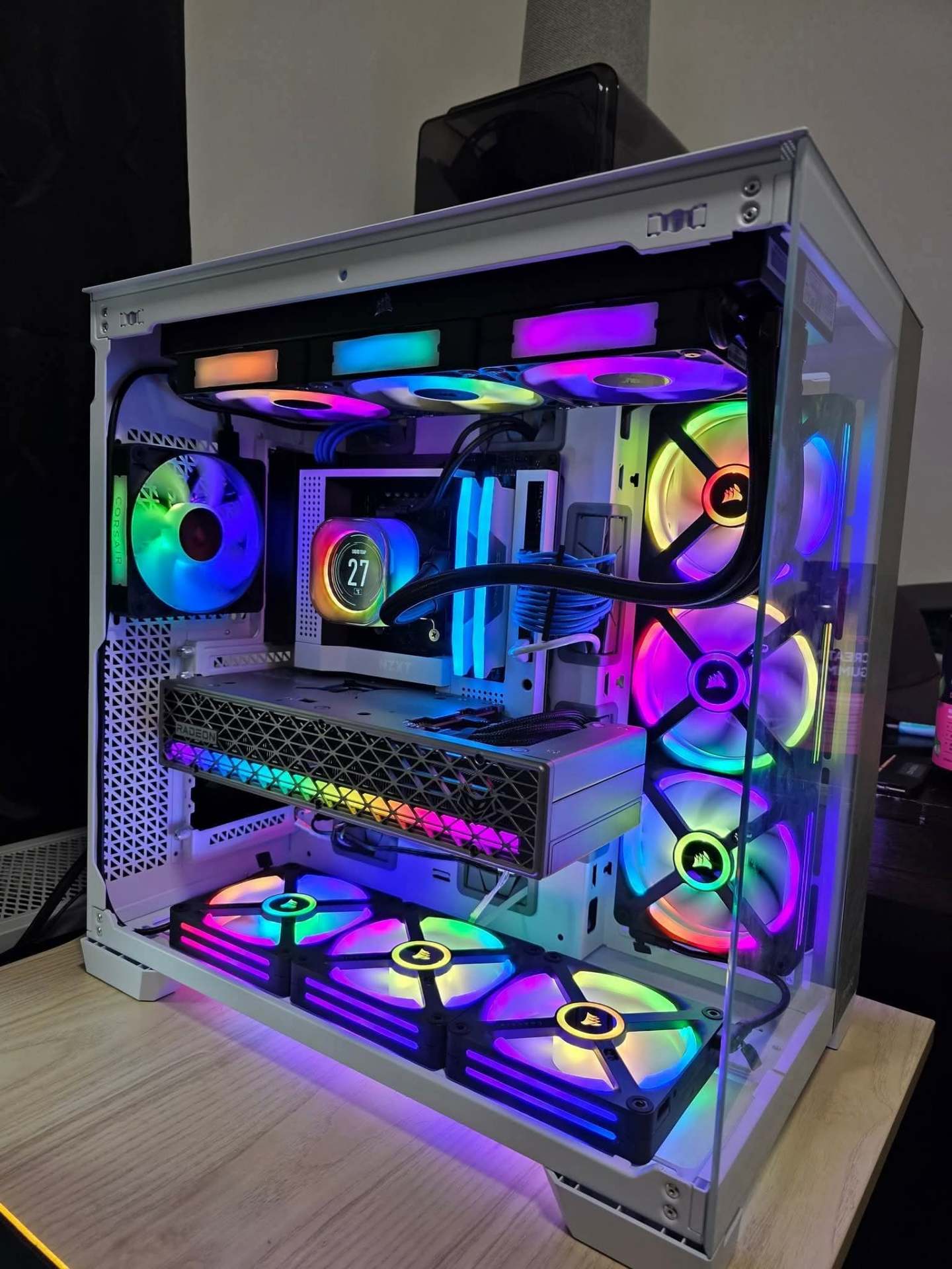 Finished white RGB gaming PC built by Aura Tech